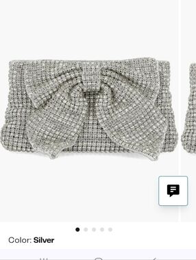 Silver Rhinestone Crystal Bow Crossbody Clutch Bag Nwt